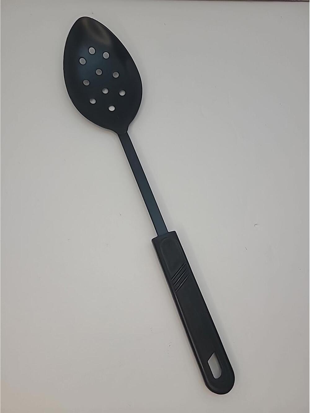 Vintage Good Cook Black Metal And Plastic 12" Slotted Spoon Sturdy